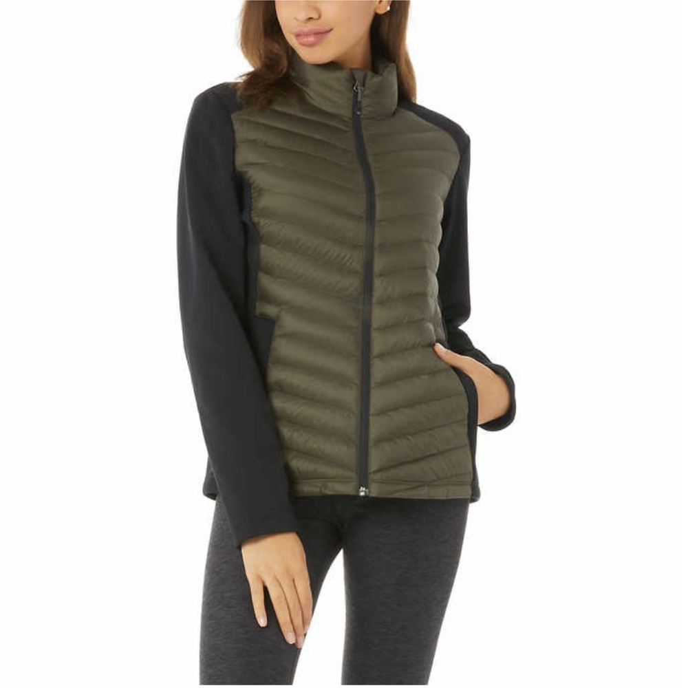 NWT 32 Degrees Mixed Media Vest Jacket Green and Black